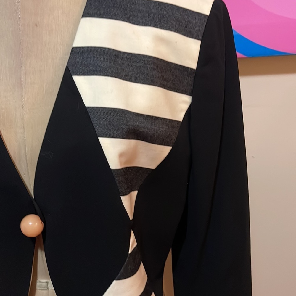 Moschino Cheap  Chic Black Gray Pink Harlequin Tassel Jacket - Picture 3 of 14